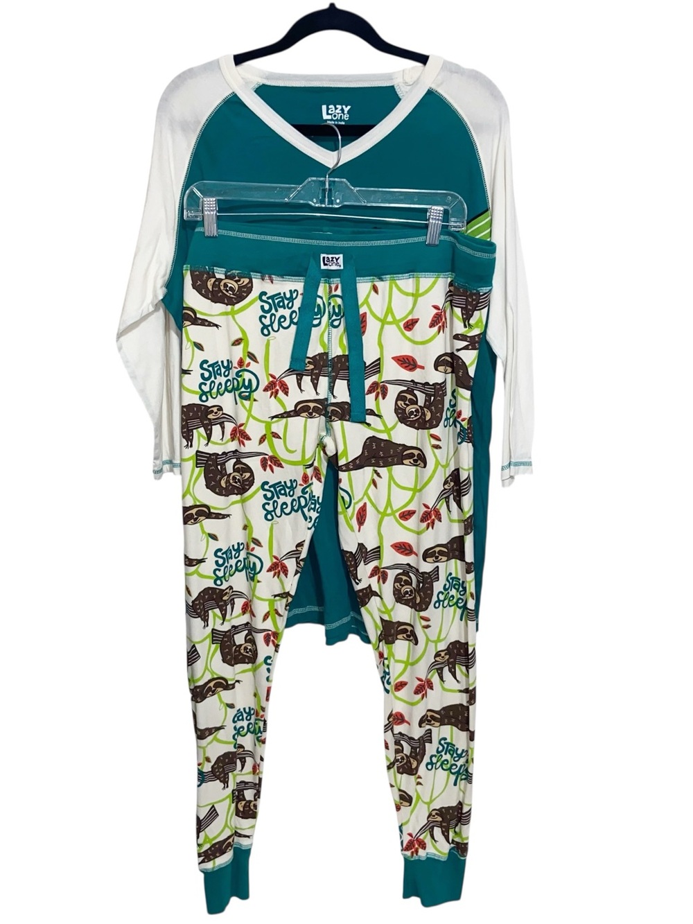 Lazy One Pajamas Womens XL Pants And Shirt Sloths Stay Sleepy PJ’s Lounge Wear
